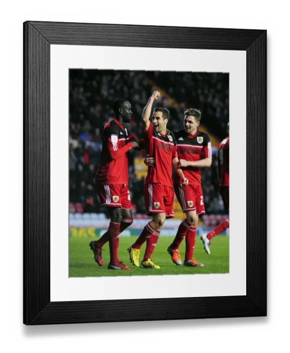 Framed Print : Bristol City: Double Trouble - Sam Baldock and Paul Anderson Celebrate Goals Against Peterborough United (December 29, 2012) Framed Print : Bristol City: Double Trouble - Sam Baldock and Paul Anderson Celebrate Goals Against Peterborough United (December 29, 2012)