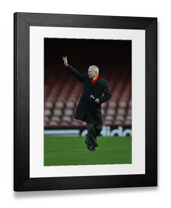 Framed Print : Bristol City Owner Steve Lansdown Rallies Fans at Half Time during Bristol City vs. Peterborough United Championship Match, December 2012