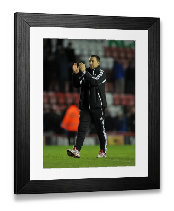 Framed Print : Derek McInnes Celebrates with Fans: Bristol City's Win against Peterborough United (December 2012) Framed Print : Derek McInnes Celebrates with Fans: Bristol City's Win against Peterborough United (December 2012)