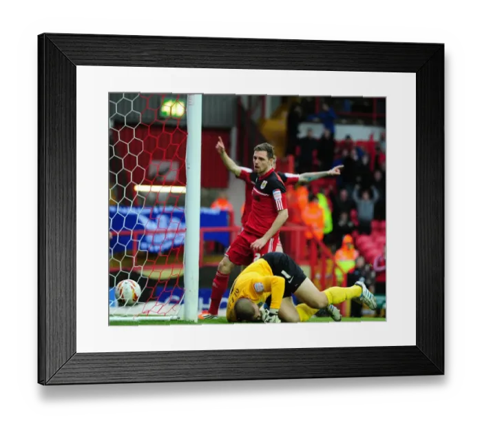 Framed Print : Bristol City's Paul Anderson Scores the Opening Goal Against Peterborough United - December 29, 2012