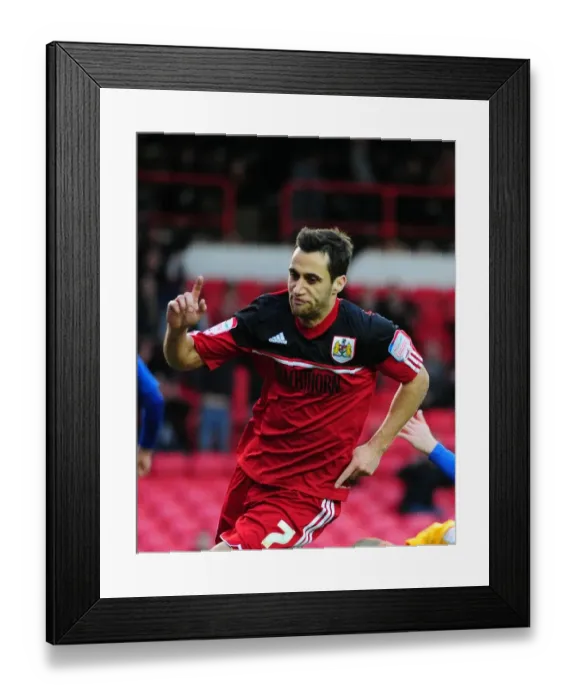 Framed Print : Bristol City's Sam Baldock Scores the Game-Winning Goal Against Peterborough in Championship Match, December 2012 Framed Print : Bristol City's Sam Baldock Scores the Game-Winning Goal Against Peterborough in Championship Match, December 2012