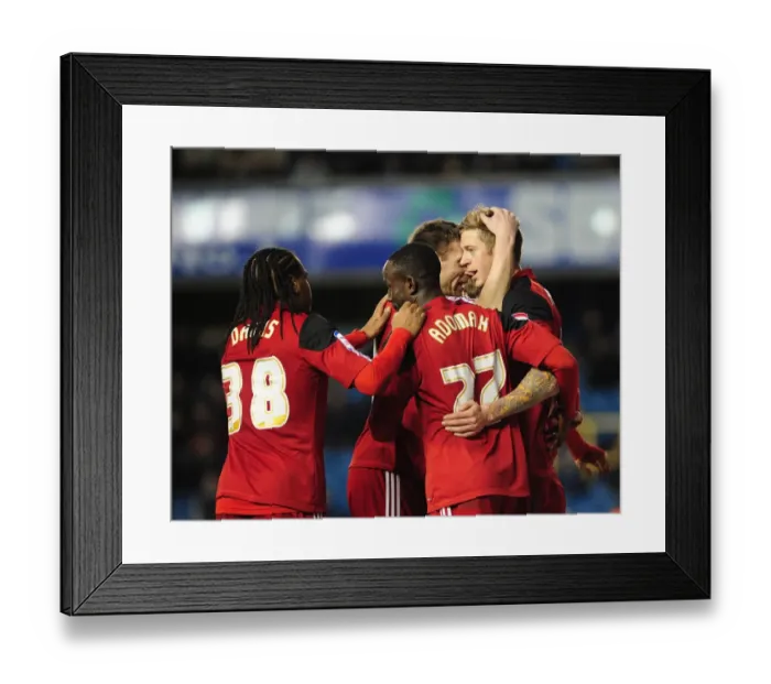 Framed Print : Bristol City Celebrate Jon Stead's Goal Against Millwall in Championship Match, 2013