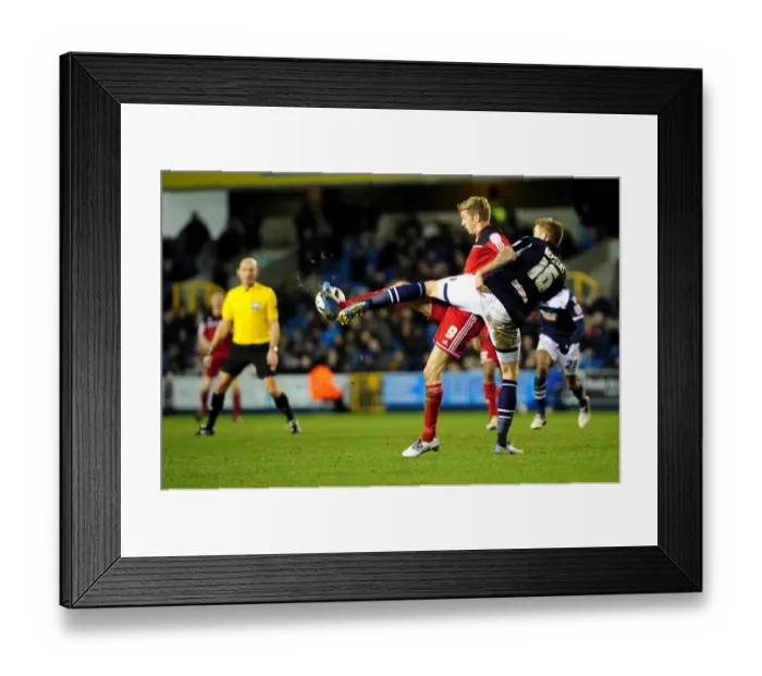 Framed Print : Bristol City's Jon Stead Fights Off Mark Beevers Pressure in Championship Clash at The Den Framed Print : Bristol City's Jon Stead Fights Off Mark Beevers Pressure in Championship Clash at The Den