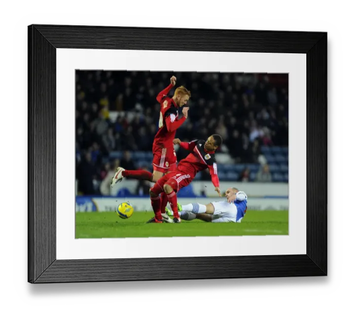 Framed Print : Intense Moment: Danny Murphy Tackles Bobby Reid and Ryan Taylor in FA Cup Clash between Bristol City and Blackburn Rovers Framed Print : Intense Moment: Danny Murphy Tackles Bobby Reid and Ryan Taylor in FA Cup Clash between Bristol City and Blackburn Rovers