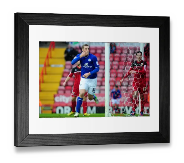 Framed Print : Chris Wood's Exciting Goal Celebration: A Highlight of the 2013 Bristol City vs. Leicester City Match