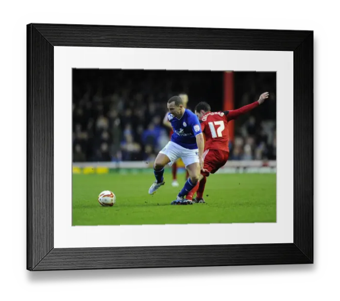 Framed Print : Battling for Supremacy: Drinkwater vs. Cunningham in the Championship Clash between Bristol City and Leicester City