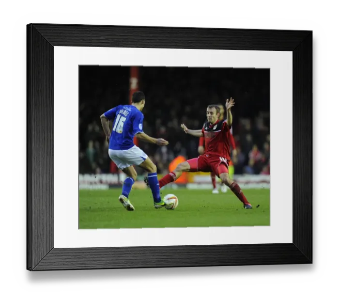 Framed Print : Bristol City vs Leicester City: Intense Battle for the Ball between Liam Kelly and Matthew James