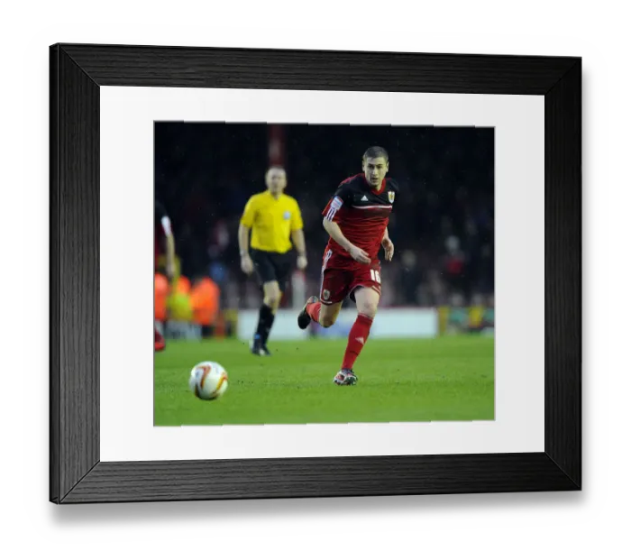 Framed Print : Bristol City vs Leicester City: Steven Davies in Action at Ashton Gate Stadium, 2013