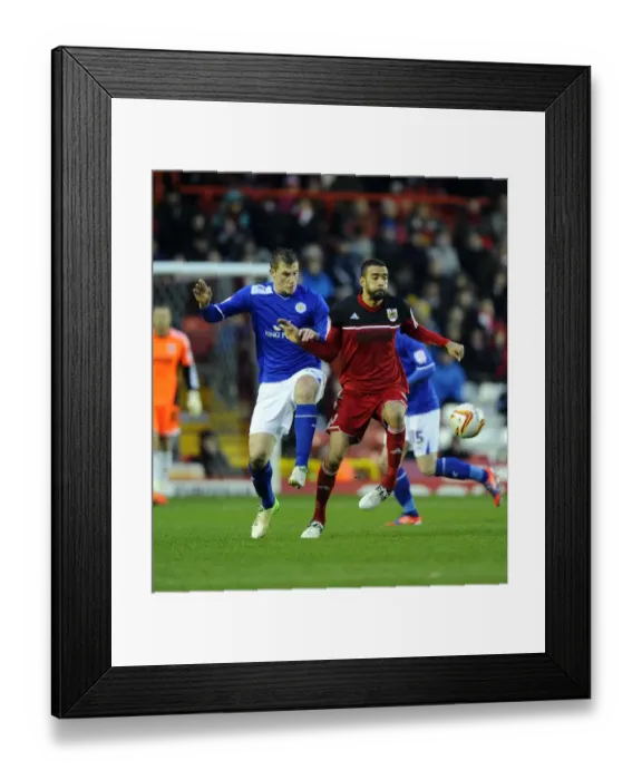 Framed Print : Bristol City vs Leicester City: Liam Fontaine vs Chris Wood Battle for Ball in Championship Match, January 2013 Framed Print : Bristol City vs Leicester City: Liam Fontaine vs Chris Wood Battle for Ball in Championship Match, January 2013