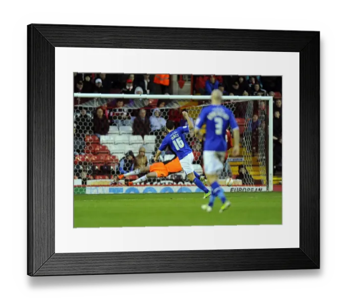 Framed Print : Matthew James Scores the Winner: Bristol City vs. Leicester City, 2013 Framed Print : Matthew James Scores the Winner: Bristol City vs. Leicester City, 2013