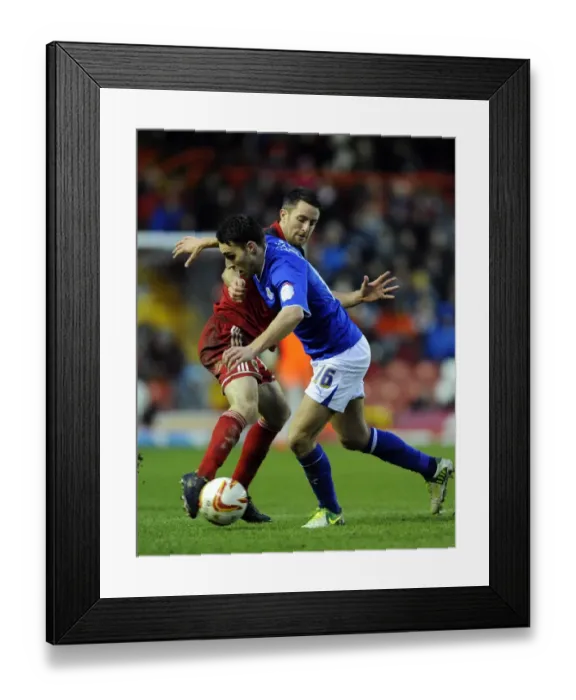 Framed Print : Bristol City vs Leicester City: Cole Skuse vs Matthew James Battle for Possession, Championship Football Match, January 2013