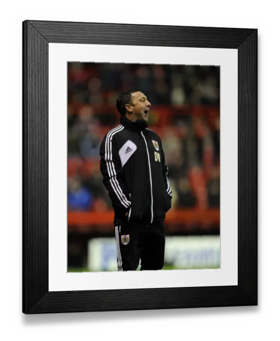 Framed Print : Derek McInnes Leads Bristol City Against Leicester City in Championship Match, January 2013