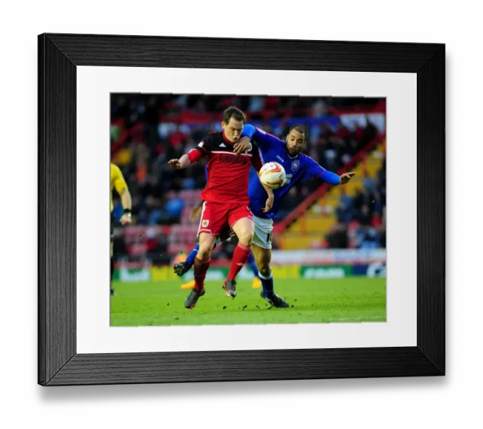 Framed Print : Bristol City vs Ipswich Town: A Battle for Supremacy - McGoldrick vs Kilkenny