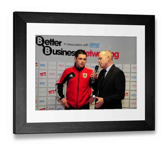 Framed Print : Bristol City's Lewis Carey Interviewed by Paul Cheesley Amidst the Action of Bristol City vs Ipswich Town (JMP / Dougie Allward, 2013) Framed Print : Bristol City's Lewis Carey Interviewed by Paul Cheesley Amidst the Action of Bristol City vs Ipswich Town (JMP / Dougie Allward, 2013)
