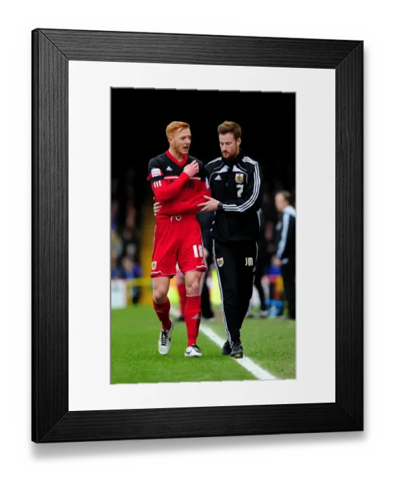 Framed Print : Bristol City vs Ipswich Town: Ryan Taylor Suffers Injury