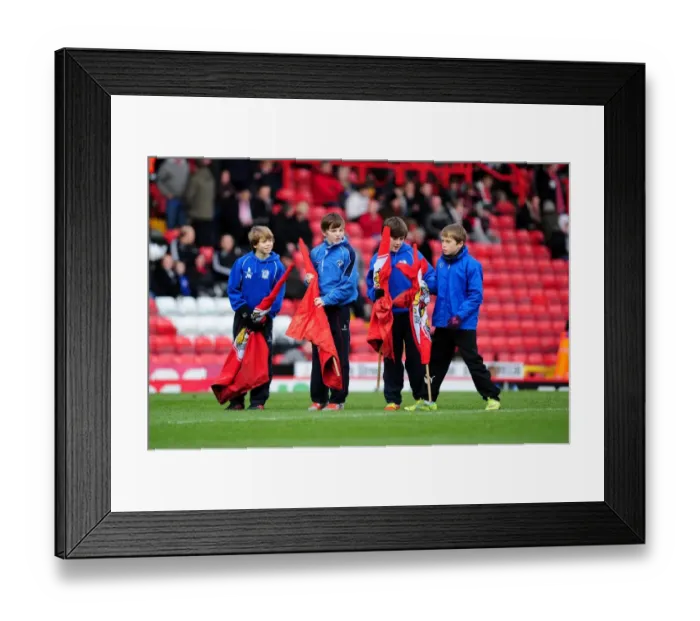 Framed Print : Bristol City Flag Bearers before Bristol City vs Ipswich Town, Championship Match, 2013