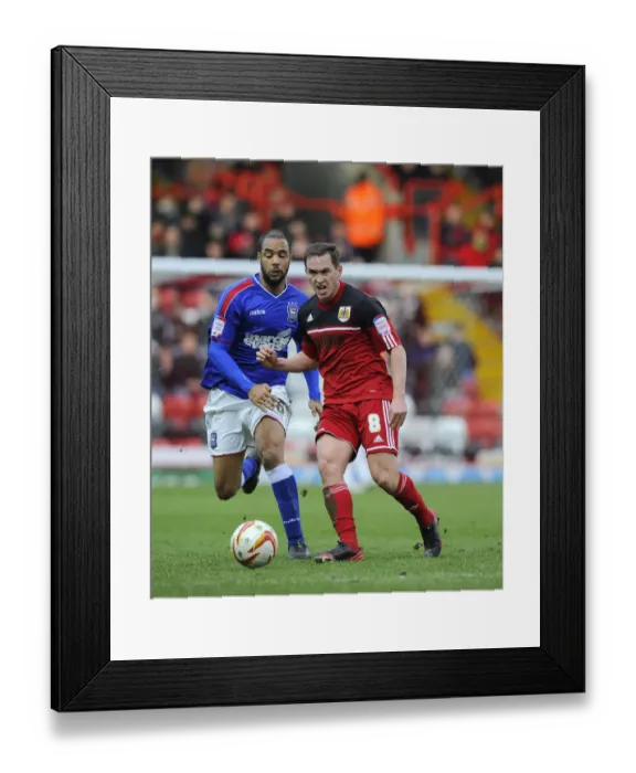 Framed Print : Neil Kilkenny vs. David McGoldrick: Intense Battle for the Ball in the Npower Championship Match between Bristol City and Ipswich Town (January 2013) Framed Print : Neil Kilkenny vs. David McGoldrick: Intense Battle for the Ball in the Npower Championship Match between Bristol City and Ipswich Town (January 2013)