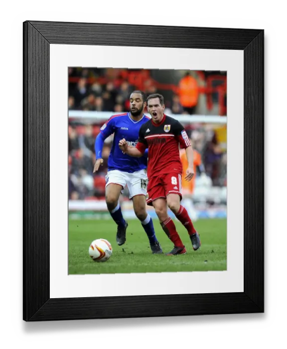 Framed Print : Championship Showdown: A Battle for Ball Possession - Neil Kilkenny vs. David McGoldrick