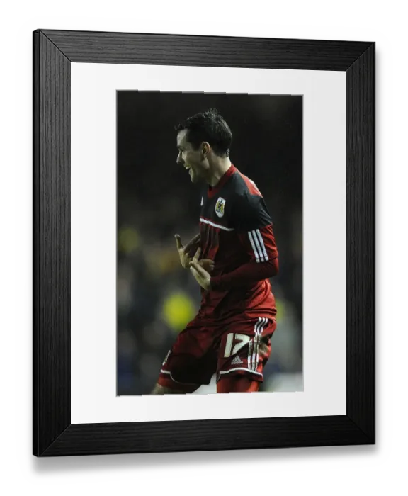 Framed Print : Bristol City's Gregg Cunningham Scores the Opener Against Watford in Championship Match, January 2013 Framed Print : Bristol City's Gregg Cunningham Scores the Opener Against Watford in Championship Match, January 2013