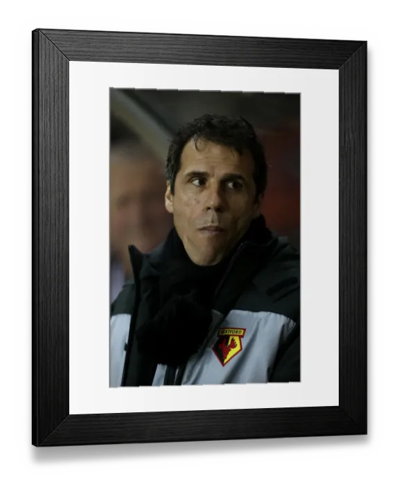 Framed Print : Gianfranco Zola's Disappointed Expression as Bristol City Leads at Half-Time Against Watford Framed Print : Gianfranco Zola's Disappointed Expression as Bristol City Leads at Half-Time Against Watford
