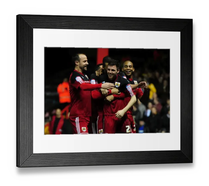 Framed Print : Bristol City Leads 2-0: Paul Anderson's Goal Celebration vs. Watford (January 2013)