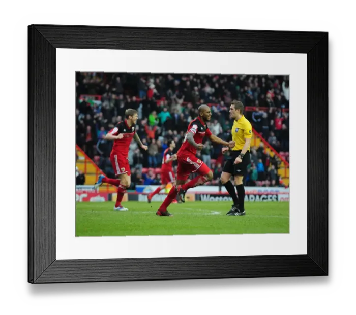 Framed Print : Bristol City's Marvin Elliott Celebrates Goal Against Nottingham Forest, Npower Championship (2013)