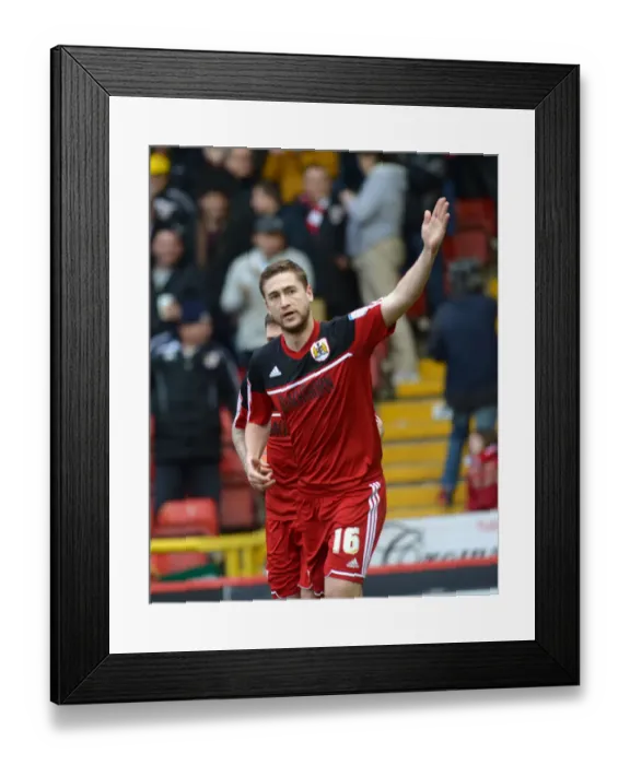 Framed Print : Steven Davies Thrilling Goal Celebration: A Moment to Remember in Bristol City vs. Nottingham Forest, Npower Championship (February 9, 2013)