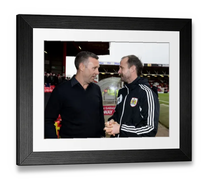 Framed Print : Brian Tinnion Reunites with Louis Carey: A Npower Championship Clash at Ashton Gate (09 / 02 / 2013) Framed Print : Brian Tinnion Reunites with Louis Carey: A Npower Championship Clash at Ashton Gate (09 / 02 / 2013)