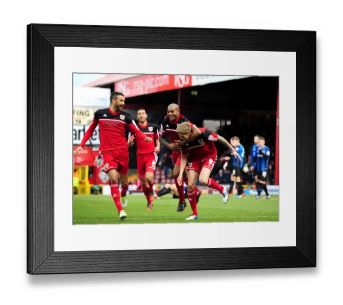 Framed Print : Bristol City Celebrate Npower Championship Win Against Barnsley: Jon Stead, Marvin Elliott, and Liam Fontaine Rejoice Framed Print : Bristol City Celebrate Npower Championship Win Against Barnsley: Jon Stead, Marvin Elliott, and Liam Fontaine Rejoice