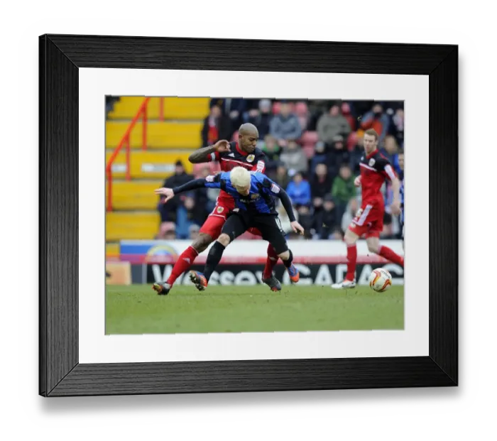 Framed Print : Bristol City vs Barnsley: Marvin Elliott vs David Perkins Battle for Ball in Npower Championship Match Framed Print : Bristol City vs Barnsley: Marvin Elliott vs David Perkins Battle for Ball in Npower Championship Match