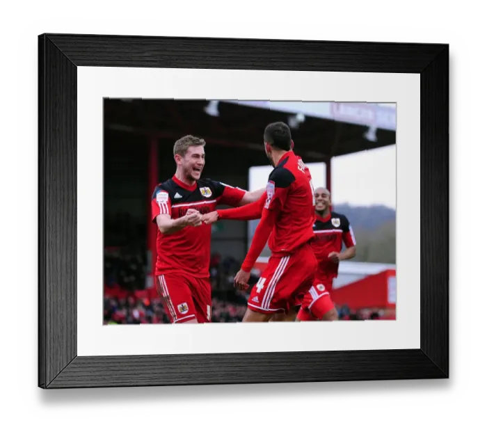 Framed Print : Bristol City's Liam Fontaine and Steven Davies Celebrate Goal vs Barnsley, 2013 Framed Print : Bristol City's Liam Fontaine and Steven Davies Celebrate Goal vs Barnsley, 2013