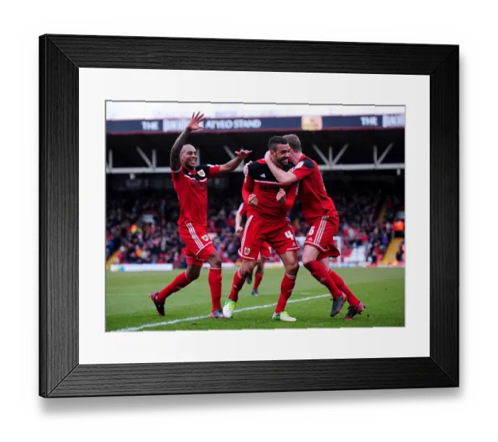 Framed Print : Bristol City Celebrate: Liam Fontaine Scores Against Barnsley, 2013 Framed Print : Bristol City Celebrate: Liam Fontaine Scores Against Barnsley, 2013