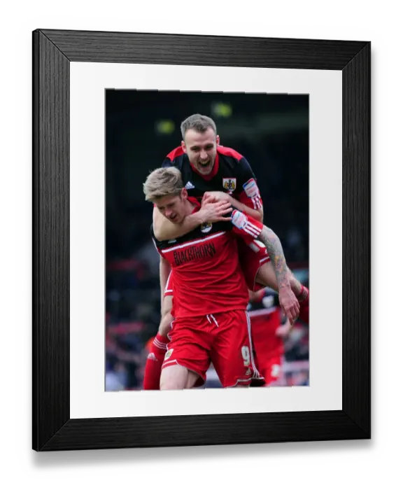 Framed Print : Bristol City's Jon Stead and Liam Kelly Celebrate Goal Against Barnsley, 2013 Framed Print : Bristol City's Jon Stead and Liam Kelly Celebrate Goal Against Barnsley, 2013