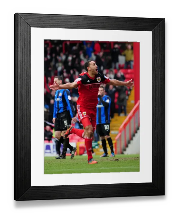 Framed Print : Bristol City's Lewin Nyatanga Scores the Winning Goal Against Barnsley in Npower Championship Match, 2013