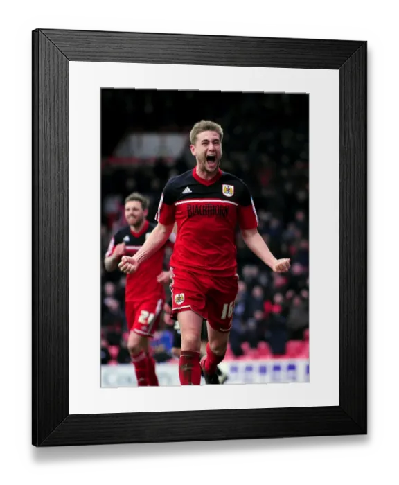 Framed Print : Five-Star Steven Davies: Celebrating Bristol City's Victory Over Barnsley