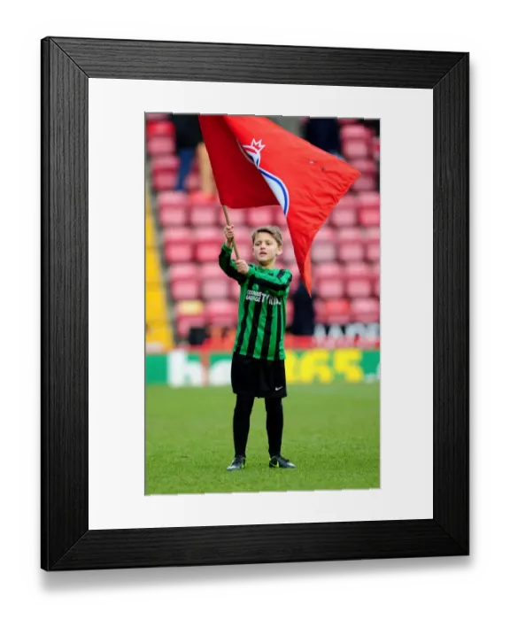 Framed Print : Bristol City Flagbearer at Ashton Gate during Npower Championship Match against Barnsley (Februgur 2013)