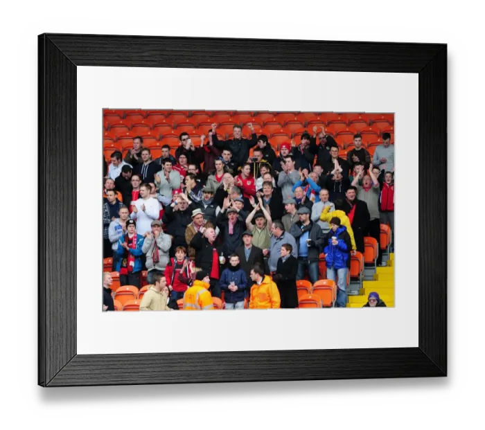 Framed Print : Bristol City Fans at Bloomfield Road during Blackpool vs. Bristol City Npower Championship Match, 2013