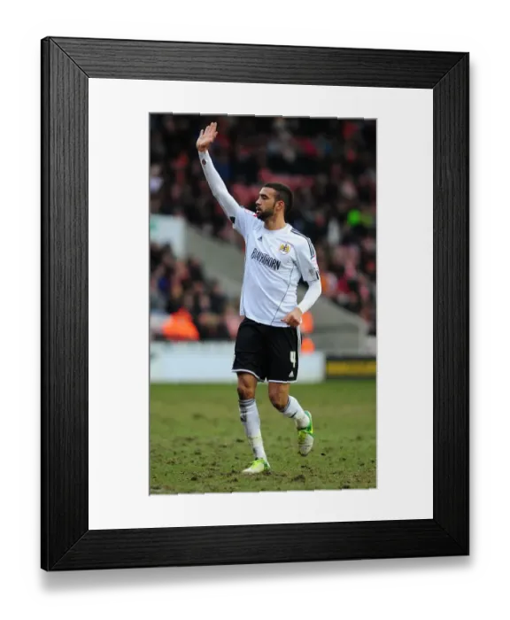 Framed Print : Liam Fontaine Calls for the Ball: Blackpool vs. Bristol City, Npower Championship (2013)