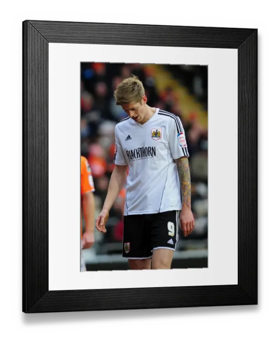 Framed Print : Disallowed Goal: Jon Stead's Frustration at Bloomfield Road (Blackpool V Bristol City, 2013)