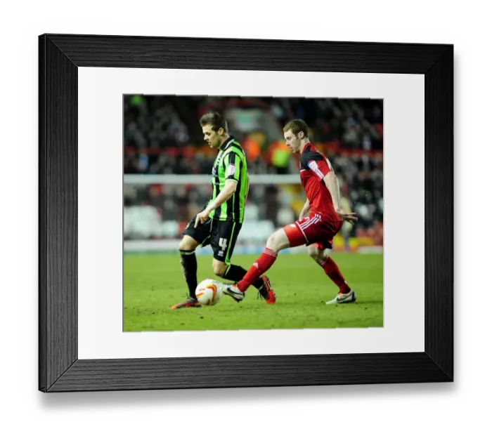 Framed Print : Intense Moment: Pearson Chases Down Hammond at Ashton Gate - Bristol City vs Brighton and Hove Albion, Npower Championship