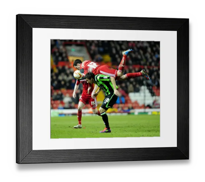 Framed Print : Intense Aerial Battle: Cunningham vs Buckley - Bristol City vs Brighton & Hove Albion Framed Print : Intense Aerial Battle: Cunningham vs Buckley - Bristol City vs Brighton & Hove Albion