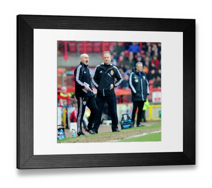 Framed Print : Bristol City Coaches O'Kelly and O'Driscoll Ahead of Middlesbrough Clash, Ashton Gate, 2013
