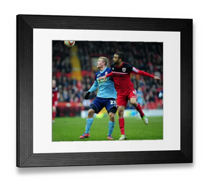 Framed Print : Intense Rivalry: Fontaine vs Main's Battle for Possession - Bristol City vs Middlesbrough Football Match Framed Print : Intense Rivalry: Fontaine vs Main's Battle for Possession - Bristol City vs Middlesbrough Football Match