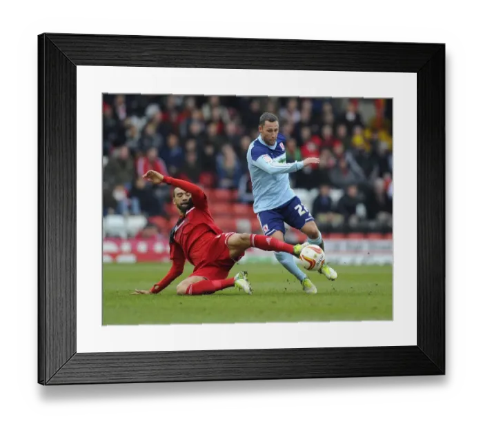 Framed Print : Intense Football Clash: Liam Fontaine Tackles Scott McDonald, Bristol City vs. Middlesbrough