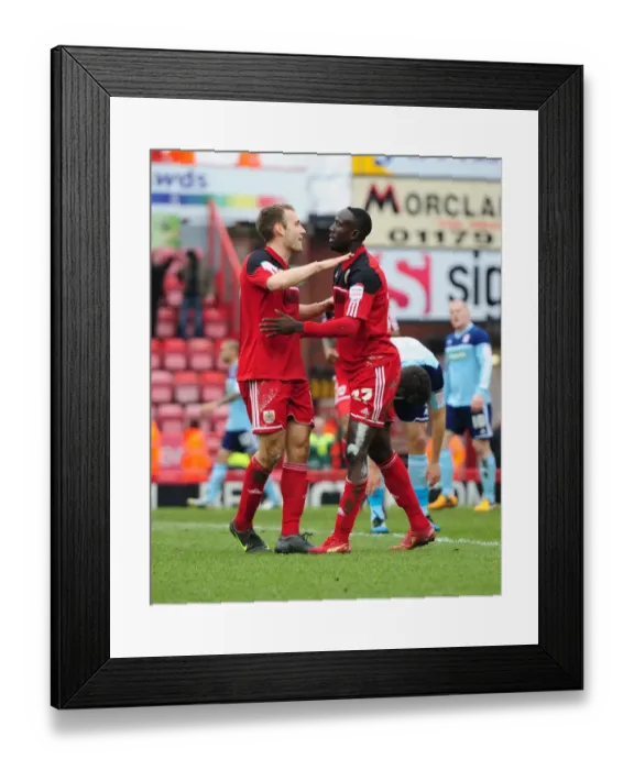Framed Print : Bristol City's Albert Adomah and Liam Kelly Celebrate Goal Against Middlesbrough, March 9, 2013 Framed Print : Bristol City's Albert Adomah and Liam Kelly Celebrate Goal Against Middlesbrough, March 9, 2013