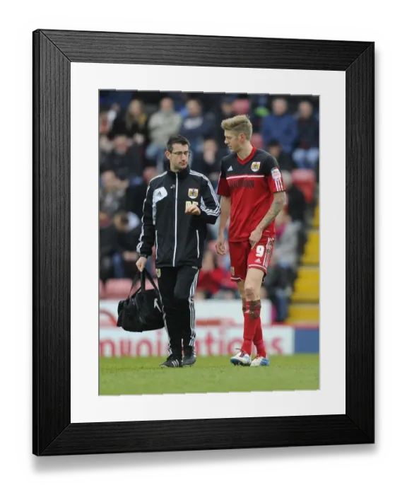 Framed Print : Bristol City's Jon Stead Suffers Injury Exit vs. Middlesbrough, March 2013