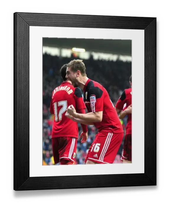 Framed Print : Steven Davies Scores Brace: Bristol City Leads Middlesbrough in Npower Championship (09-03-2013)