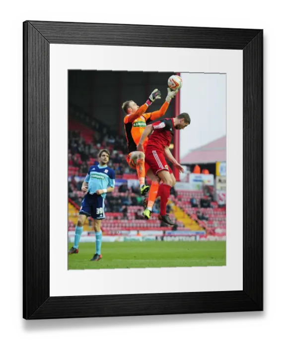Framed Print : Battling for Supremacy: Davies vs Steele in the High Ball Showdown - Bristol City vs Middlesbrough