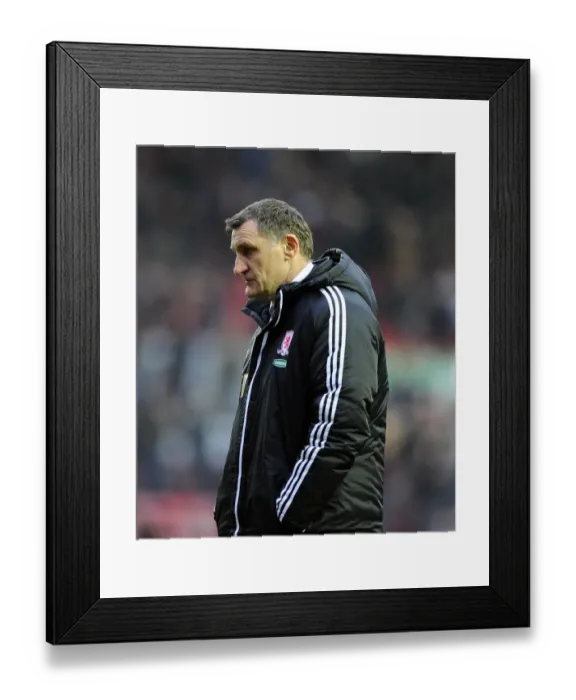 Framed Print : Tony Mowbray's Disappointment: A Dejected Manager at Ashton Gate after Bristol City Loss (March 2013) Framed Print : Tony Mowbray's Disappointment: A Dejected Manager at Ashton Gate after Bristol City Loss (March 2013)