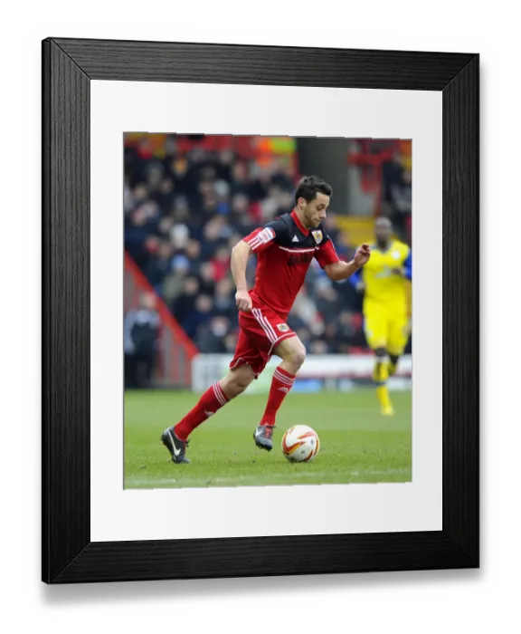 Framed Print : Sam Baldock in Action: Bristol City vs Sheffield Wednesday, April 2013
